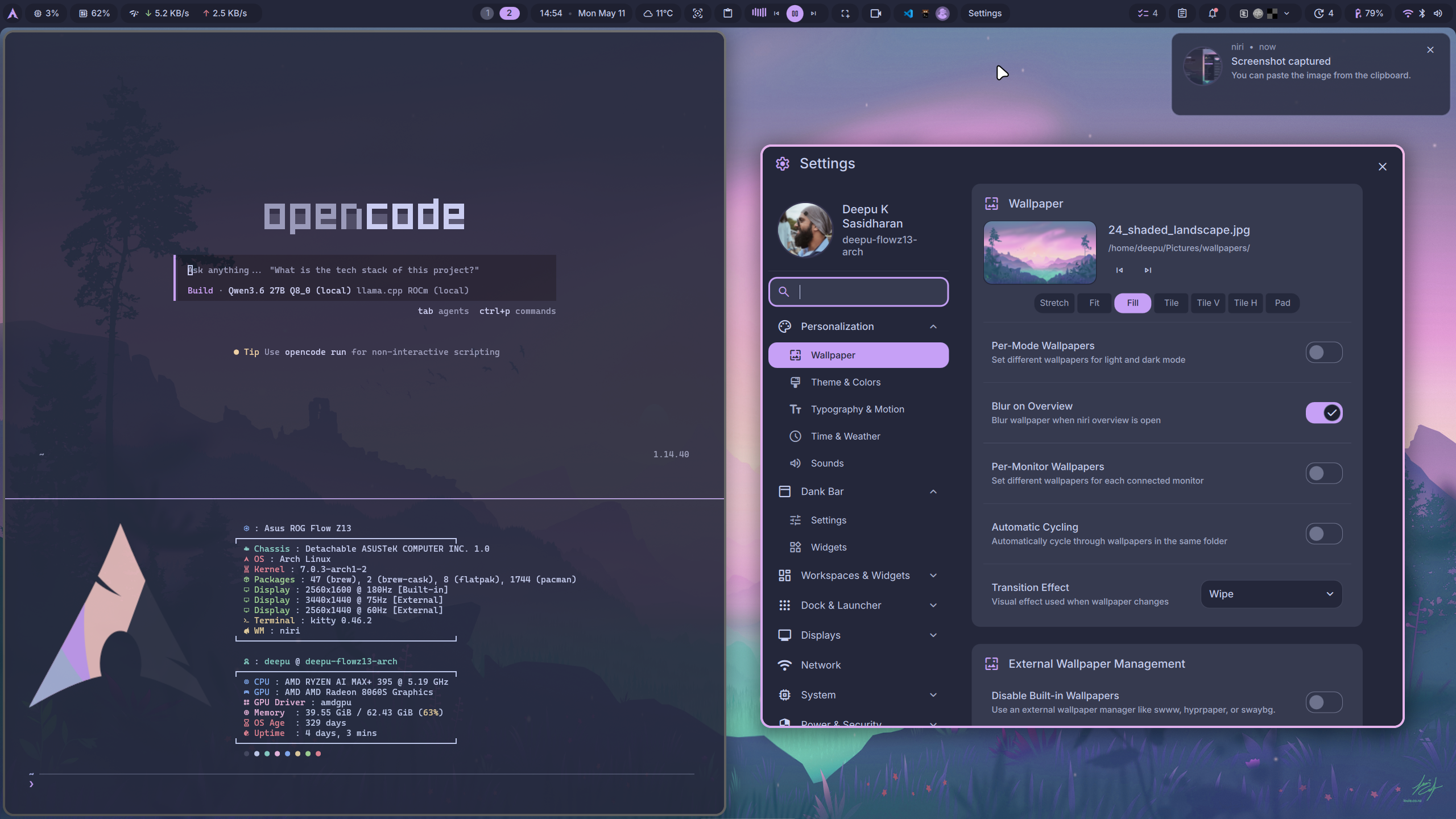Scrolling workspaces in niri